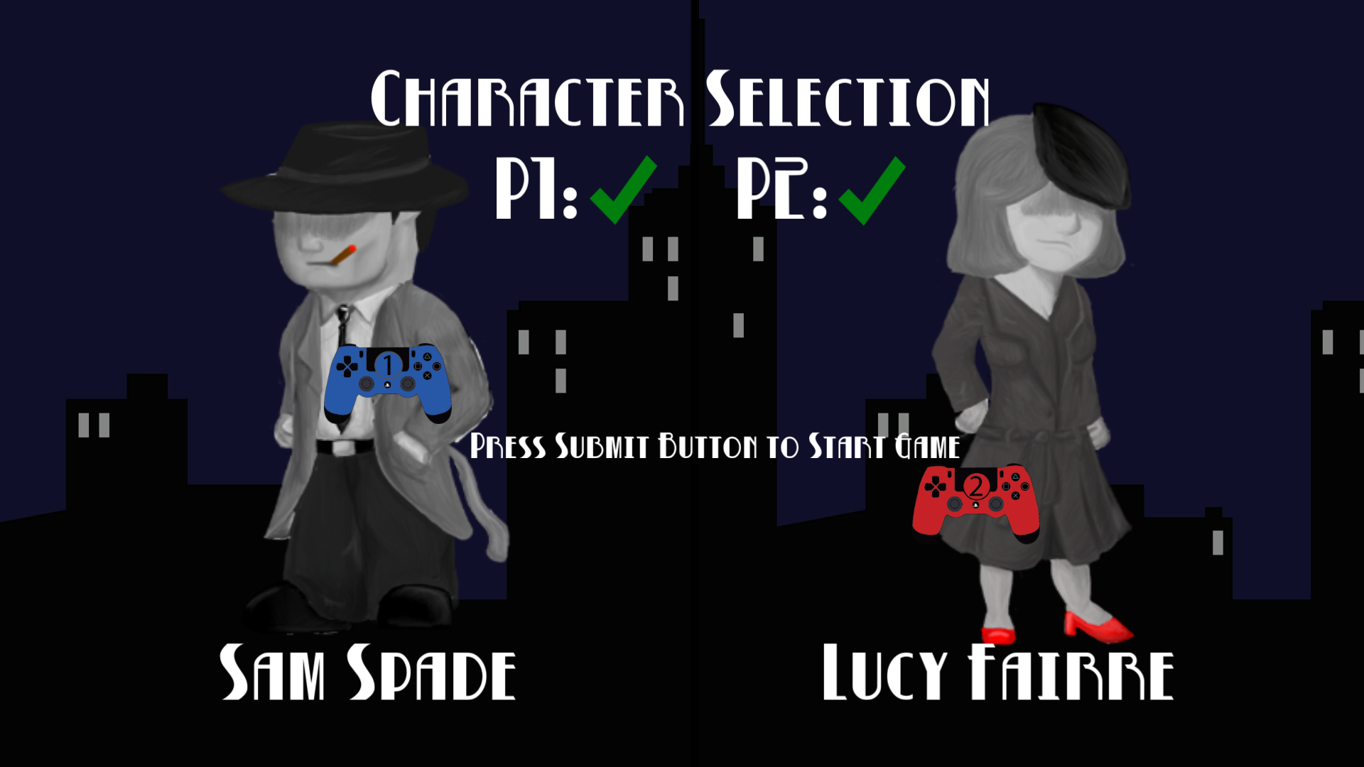 Pulp Legends Character Selection